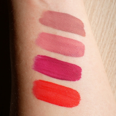 Pack 4 liquid lipsticks bright shades